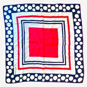 Red White Blue Dotted silk sq Scarf Patriotic Polka Dot USA 250th  July 4th